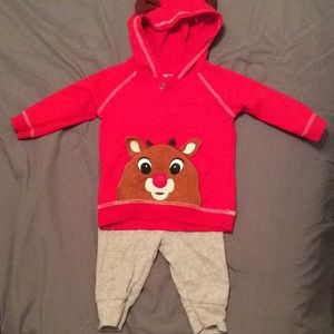 rudolph jacket with gray pants